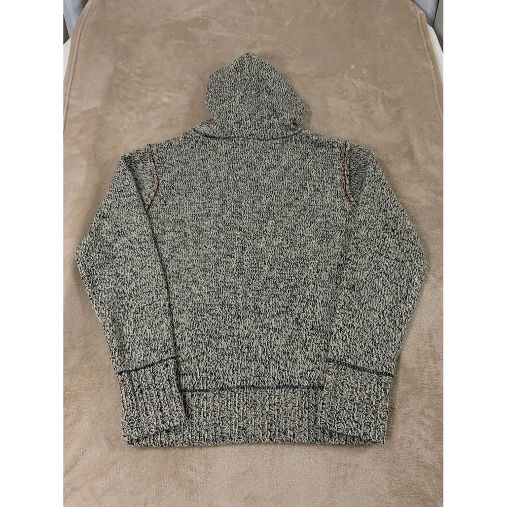 Projek Raw Knit Hoodie sweatshirt Mens Medium Black white Wool Elbow Patches EUC - Picture 2 of 9